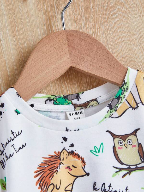 SHEIN Baby Cartoon Graphic Tee & Shorts