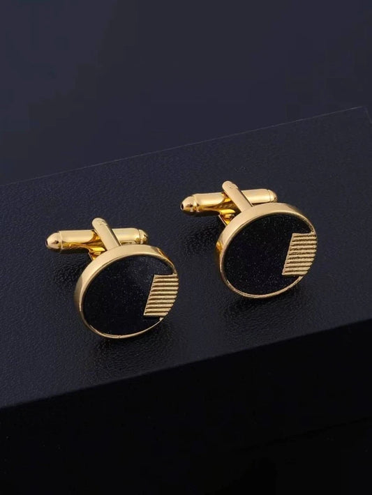 Fashionable and Popular Men Round Decor Cufflinks Alloy for Jewelry Gift and for a Stylish Look