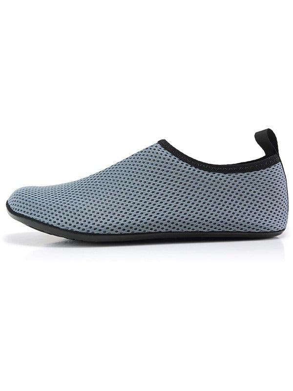 1pair Sporty Slip-on Sneakers, Fabric Beach Aqua Socks