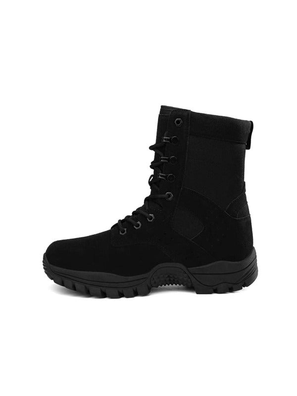 Men Minimalist Lace-up Front Hiking Boots, Sporty Outdoor Boots