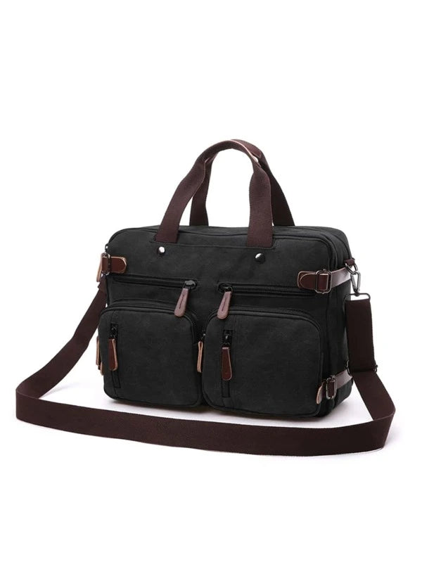 Vintage Men Canvas Bag Briefcase Travel Suitcase Messenger Shoulder Tote Handbag Large Casual Business Laptop Pocket