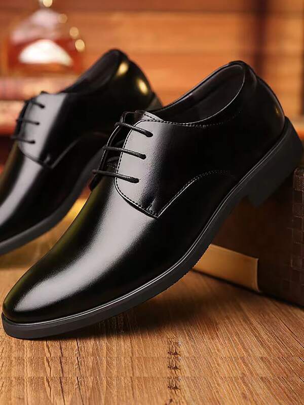 Men Lace Up Derby Shoes, Business Office Black Dress Shoes