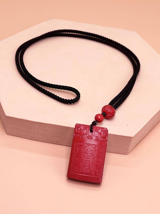 Letter Detail Rectangle Charm Necklace Simple & Stylish Popular Fashionable Elegant Jewelry Gift For Men