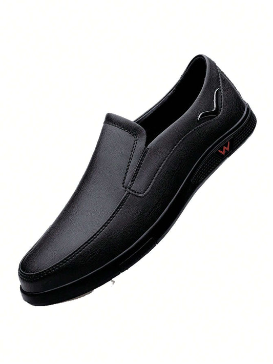 Men Minimalist Slip On Casual Loafers, Artificial Leather Fashion Loafers Black