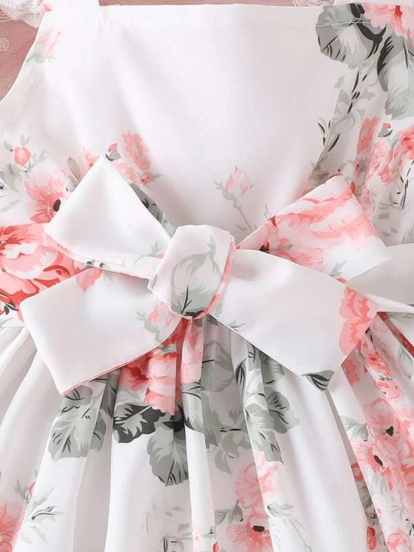 Baby Floral Print Ruffle Trim Cami Dress