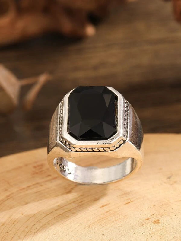 Men Gemstone Decor Ring