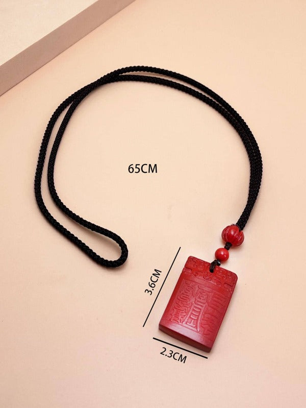 Letter Detail Rectangle Charm Necklace Simple & Stylish Popular Fashionable Elegant Jewelry Gift For Men