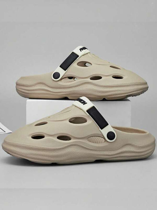 Men's Hollow Slip On Sandals, Comfortable, Anti-skidding, Suitable For Summer, Outdoors, Indoors, Vacation, Walking, Beach