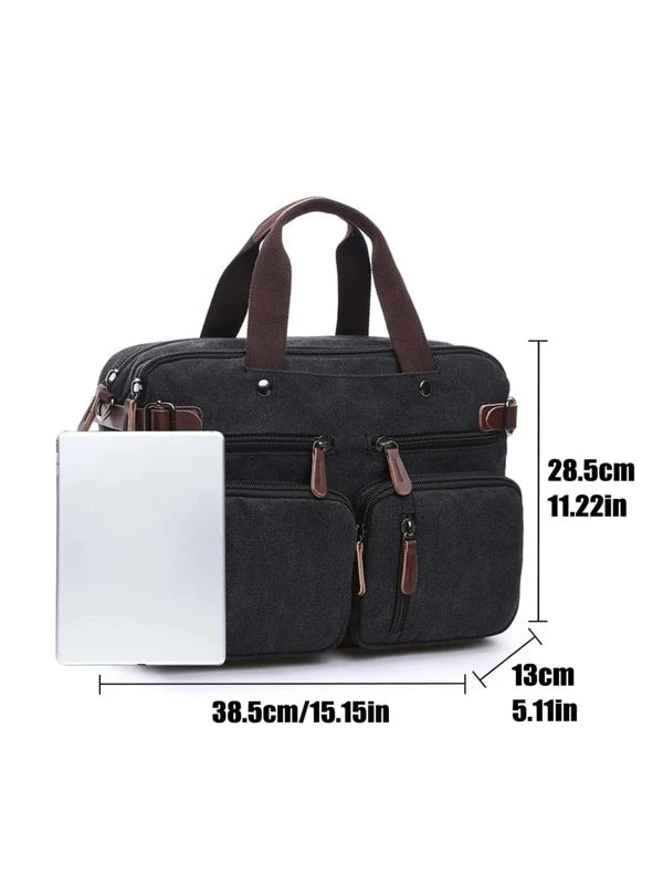 Vintage Men Canvas Bag Briefcase Travel Suitcase Messenger Shoulder Tote Handbag Large Casual Business Laptop Pocket