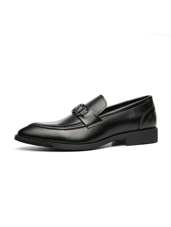 Business Dress Loafers For Men, Metal Decor Slip-on Dress Shoes