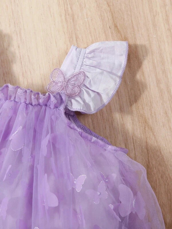 Newborn Baby Clothing Elegant, Romantic, Fashionable, Practical, Versatile, Cute, Soft, Comfortable, Mother&daughter Outfits, Pleated, Party Dress, 3d Butterfly Tulle Skirt