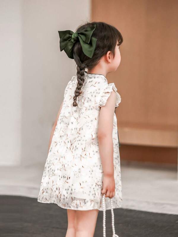 Young Girls' Chinese Style Short Sleeve Dress With Comfortable And Casual Design For Summer Photoshoot Or Gathering