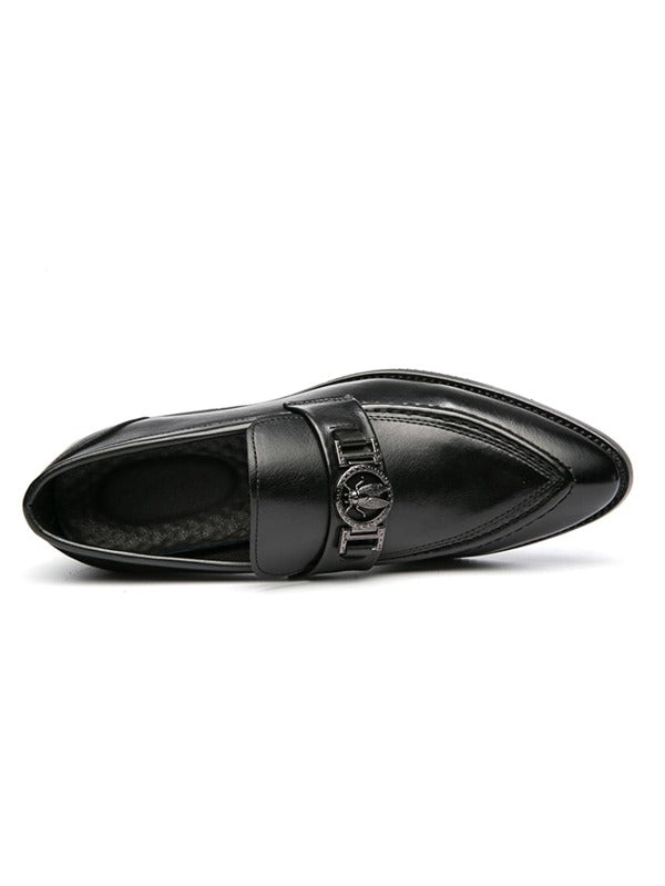 Business Dress Loafers For Men, Metal Decor Slip-on Dress Shoes