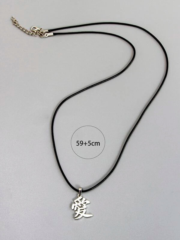 Fashionable and Popular Men's Stainless Steel Chinese Character Charm Necklace for Jewelry Gift and for a Stylish Look