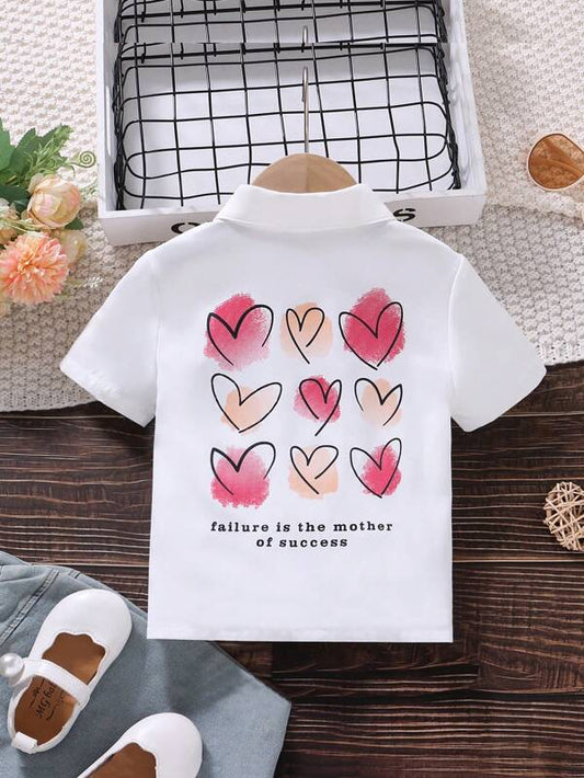 Toddler Girls Heart & Slogan Graphic Shirt