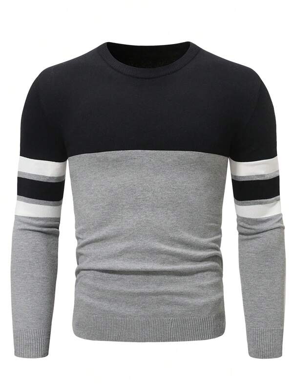 Men Striped & Colorblock Sweater