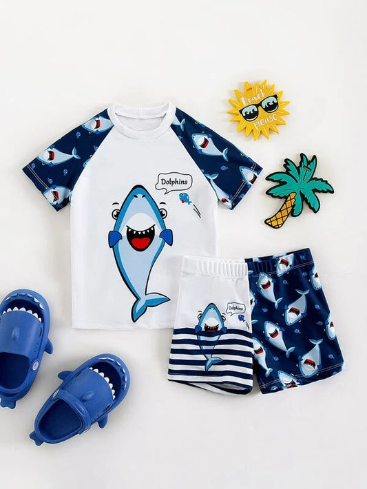 Toddler Boys Cartoon Shark Swimsuit