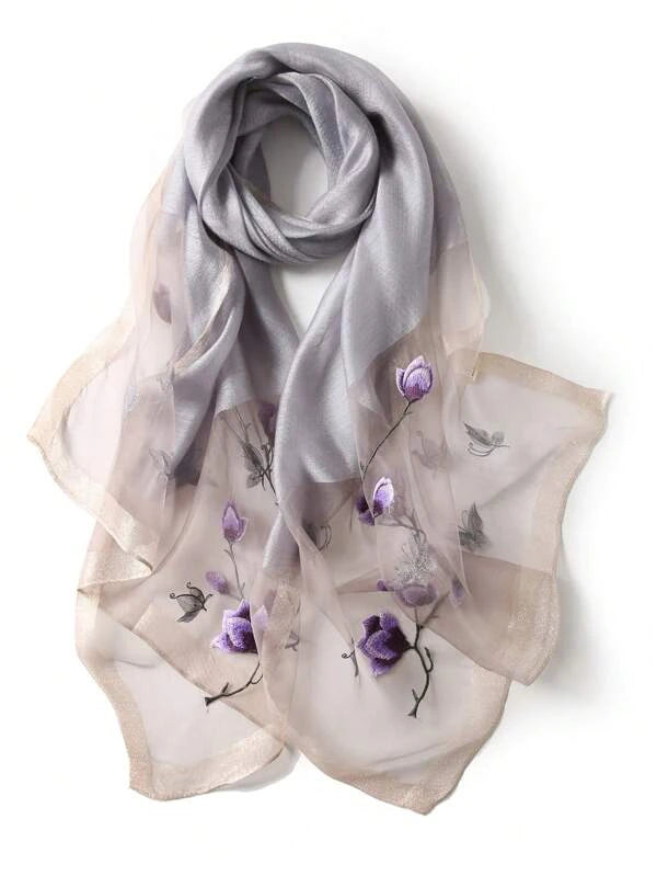 Floral Embroidered Scarf