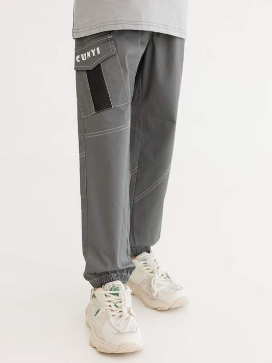 Boys Letter Graphic Flap Pocket Side Cargo Pants