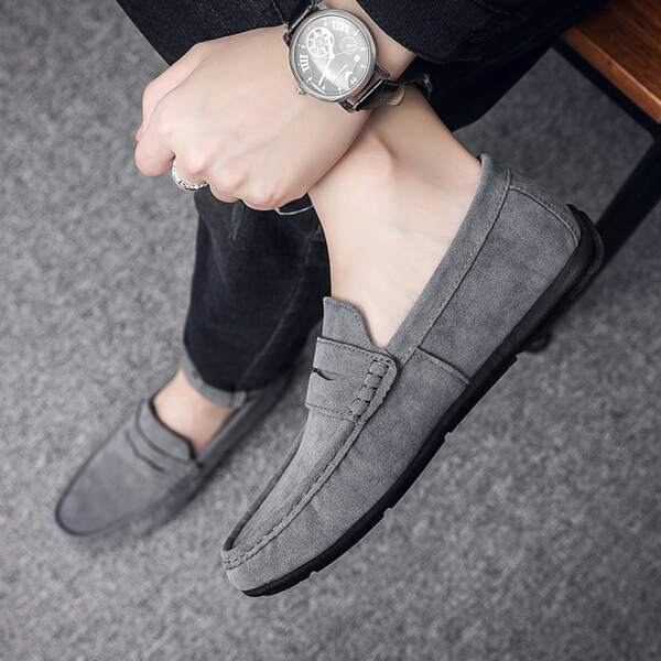 Men's Loafers Single Foot Pedal Pure Color Penny Loafers Fashion Business Dress Shoes Slip-on Casual Driving Shoes