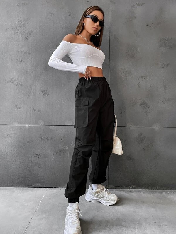 SHEIN Coolane Flap Pocket Side Cargo Pants