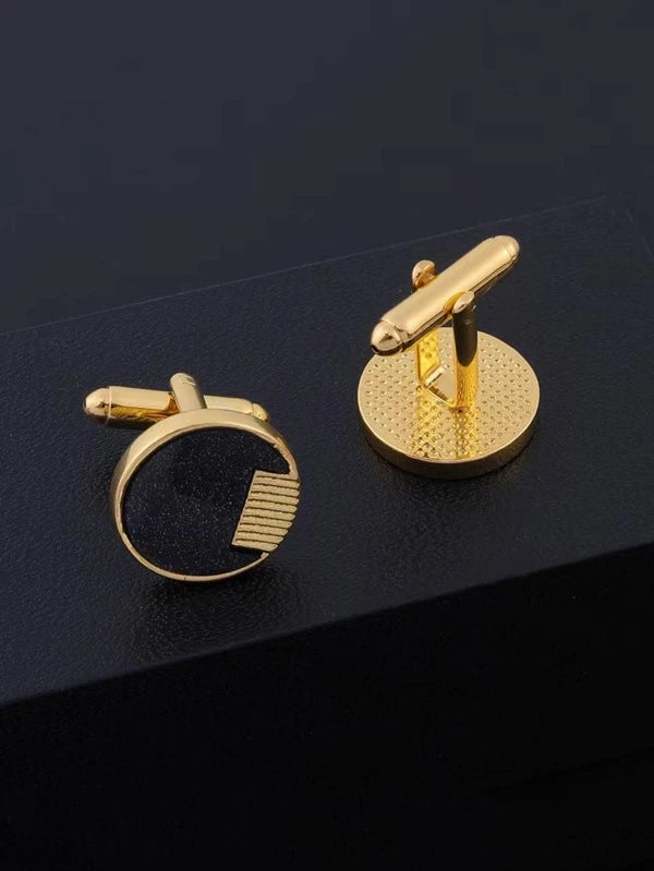 Fashionable and Popular Men Round Decor Cufflinks Alloy for Jewelry Gift and for a Stylish Look