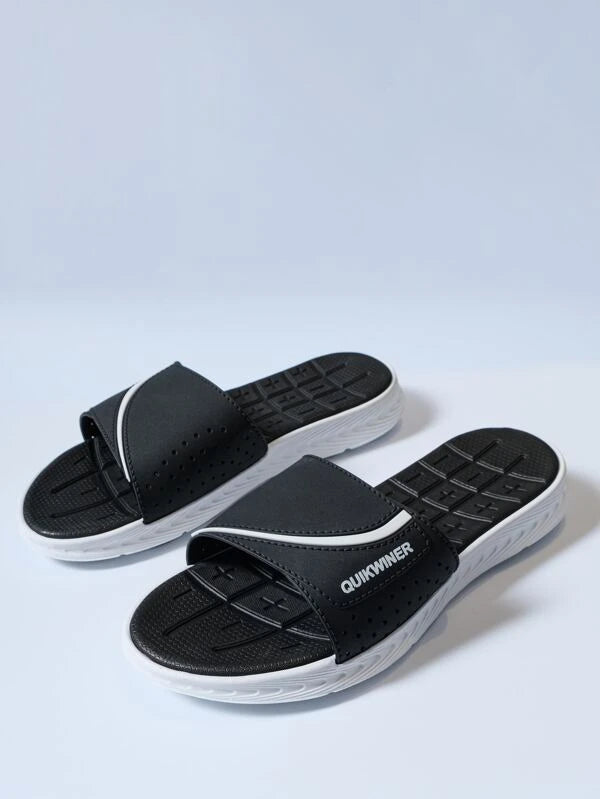 Men Letter Graphic Hollow Out Slides