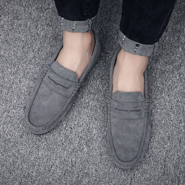 Men's Loafers Single Foot Pedal Pure Color Penny Loafers Fashion Business Dress Shoes Slip-on Casual Driving Shoes