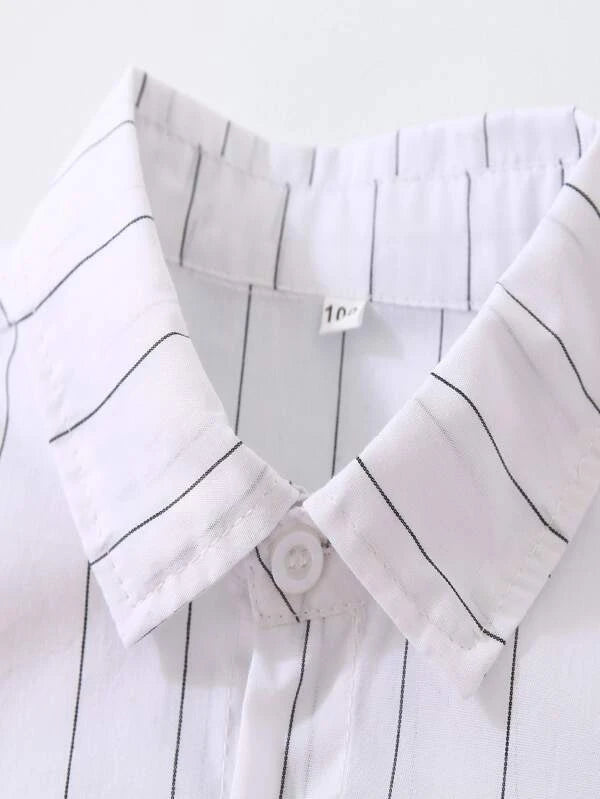 Baby Striped Bow Front Shirt & Suspender Pants