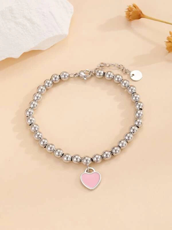 Heart Charm Beaded Bracelet