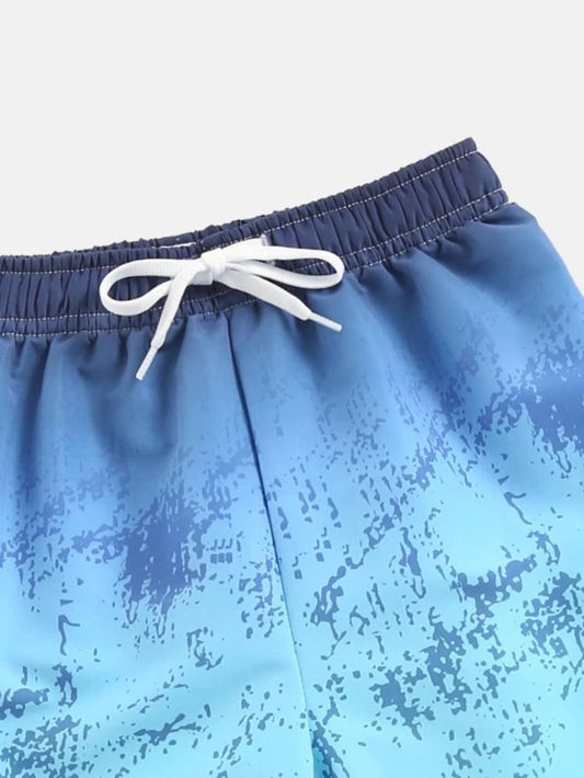 Toddler Boys Ombre Print Drawstring Waist Swim Shorts