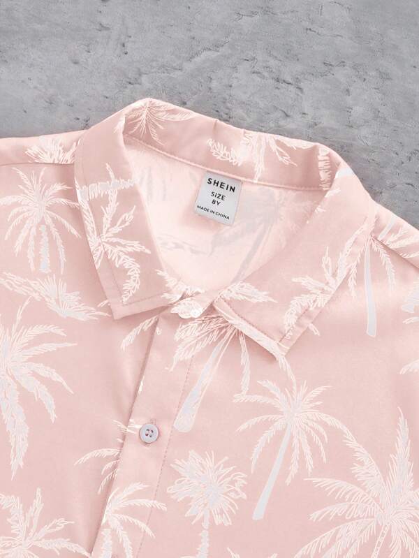 SHEIN Boys Tropical Print Shirt Without Tee