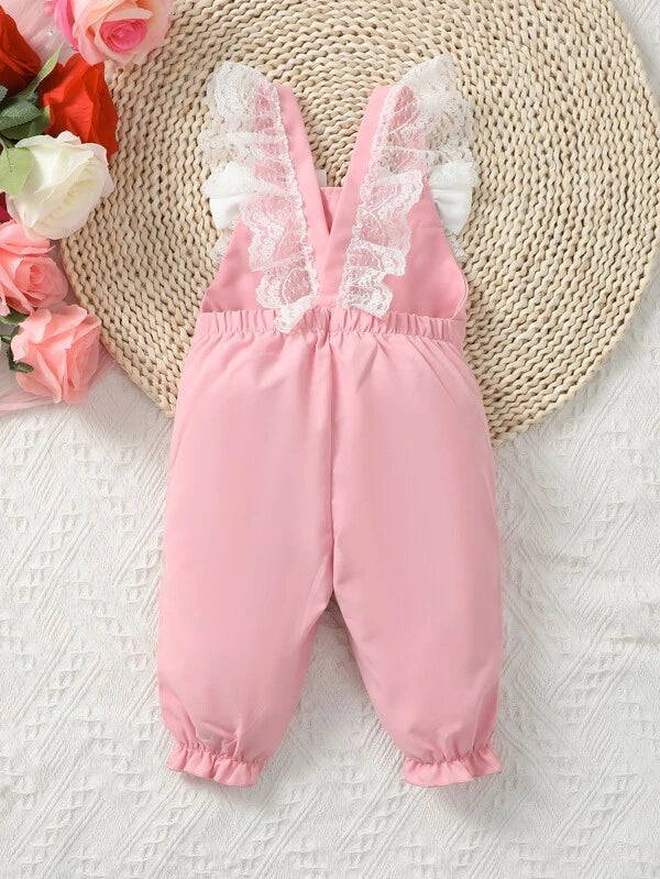 Baby Contrast Lace Bow Front Jumpsuit