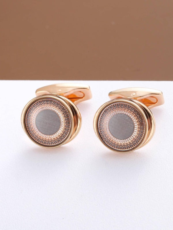 2pcs Men Round Design Cufflink