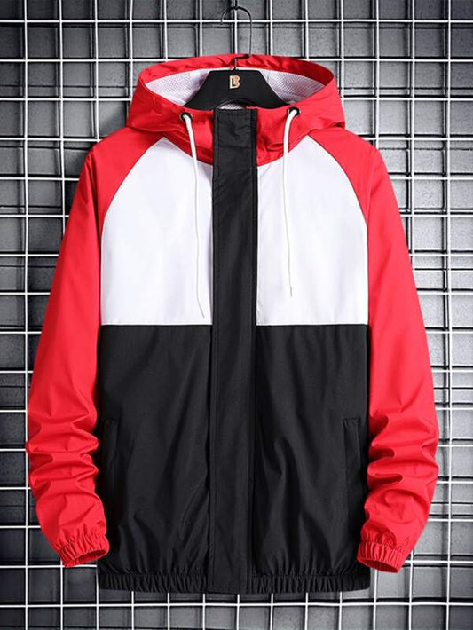 Men's Sports Windbreaker Windproof Jacket With Hood, Spring/autumn