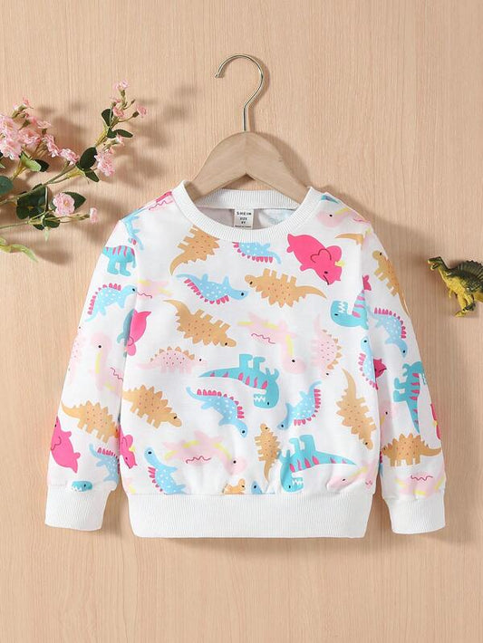 Young Girl Dinosaur Print Sweatshirt