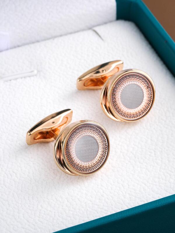 2pcs Men Round Design Cufflink