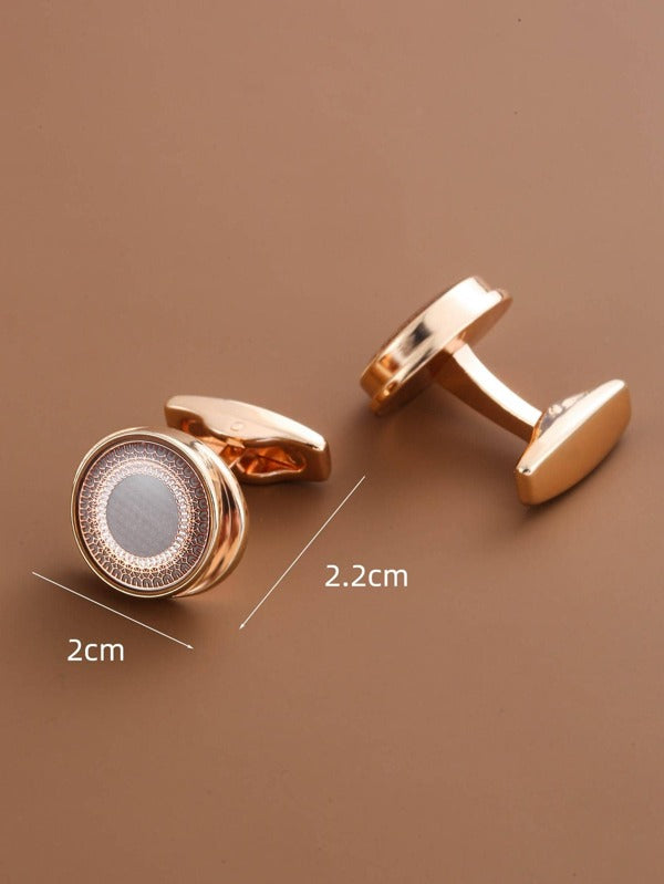 2pcs Men Round Design Cufflink