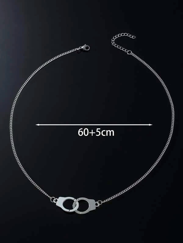 Fashionable and Popular Men Handcuffs Pendant Necklace Stainless Steel Punk Hip Pop Style for Jewelry Gift and for a Stylish Look