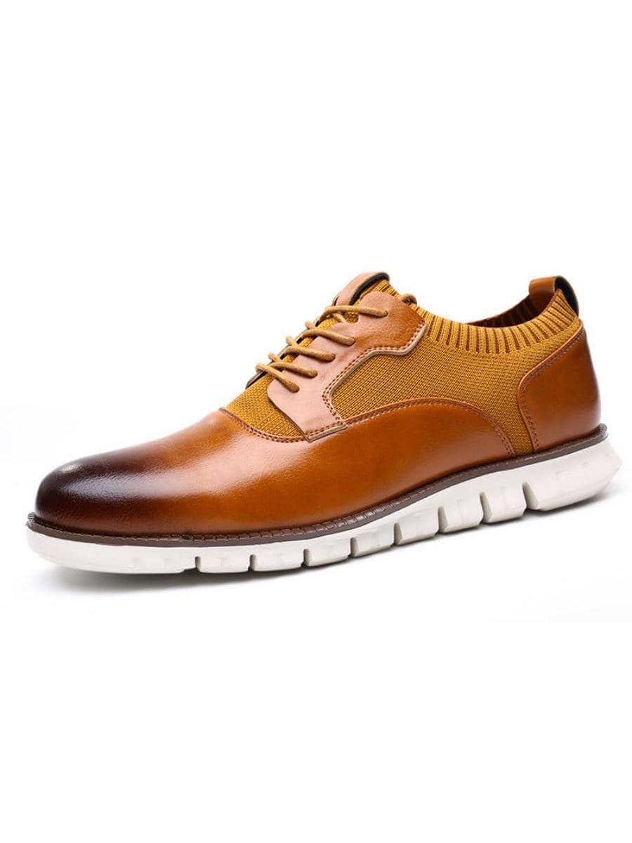 Men Two Tone Lace Up Front Dress Shoes, Leisure Brown Oxford Shoes