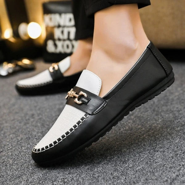 Fashionable Driving Shoes For Men, Two Tone Metal Decor Slip-on Loafers