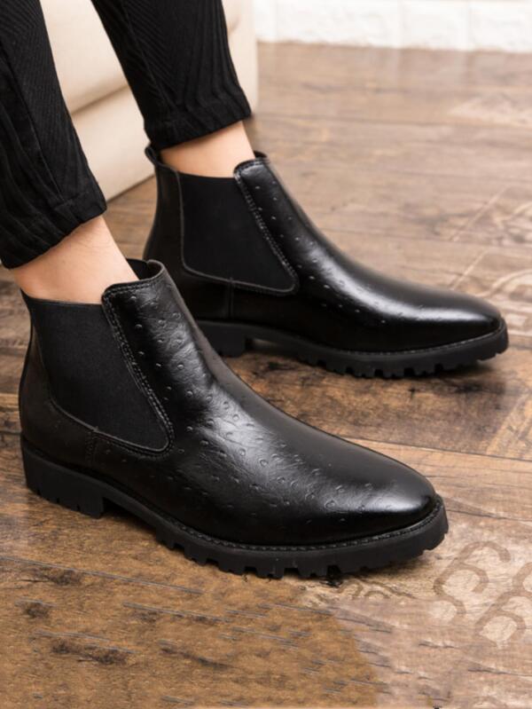 Men Minimalist Slip On Chelsea Boots, Leisure Black Outdoor Boots