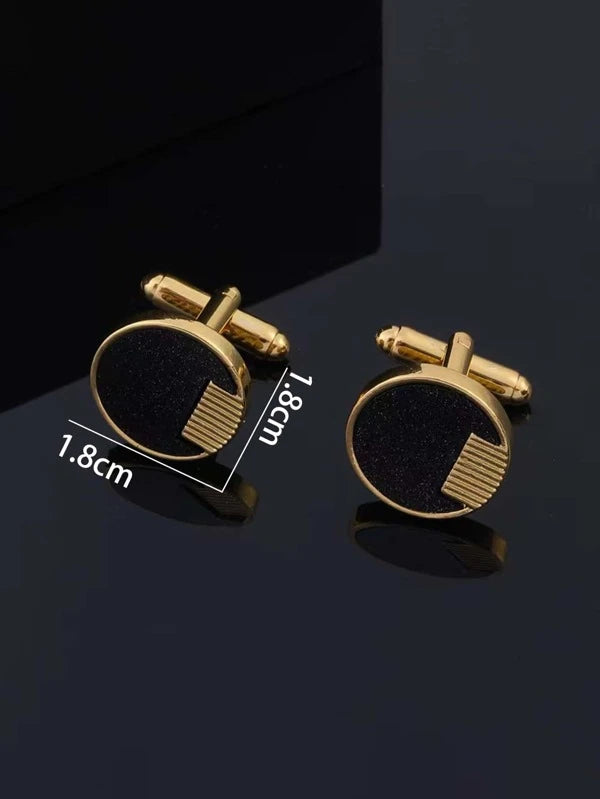 Fashionable and Popular Men Round Decor Cufflinks Alloy for Jewelry Gift and for a Stylish Look