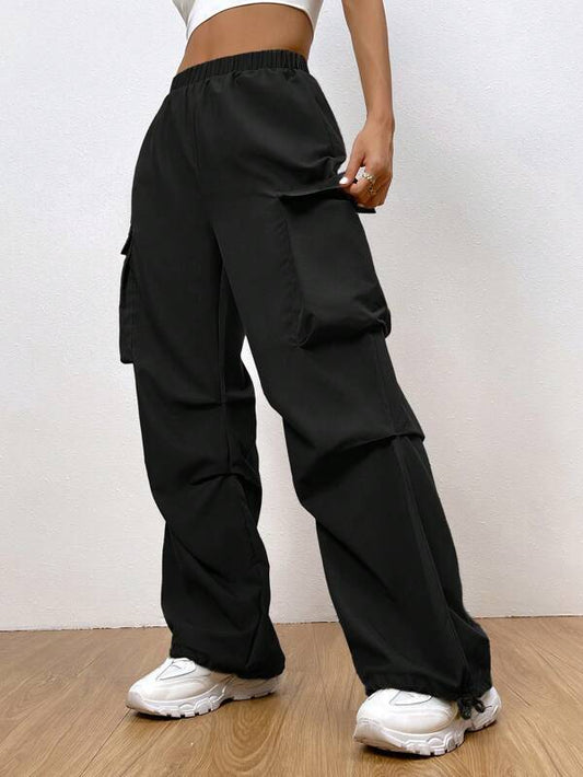 SHEIN Coolane Flap Pocket Side Drawstring Hem Cargo Pants