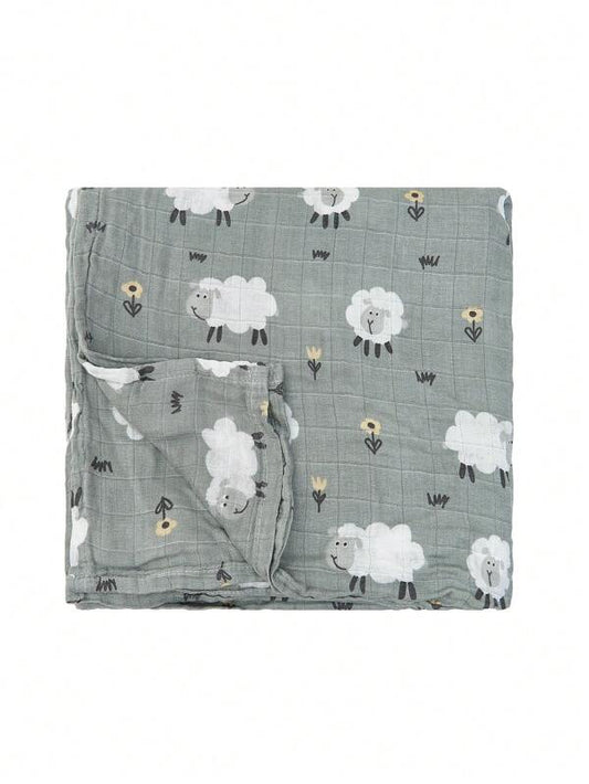 Baby Sheep & Flower Pattern Fabric Comfortable Swaddling Blanket