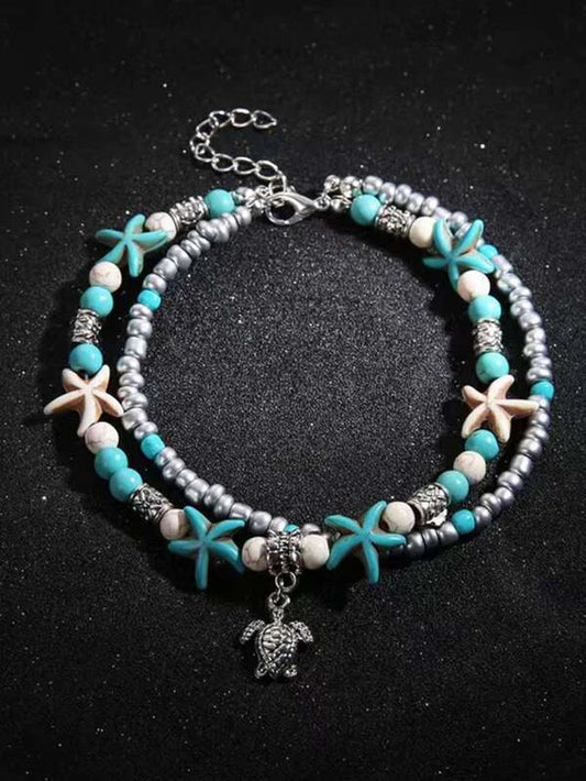 Turtle Charm Beaded Bracelet