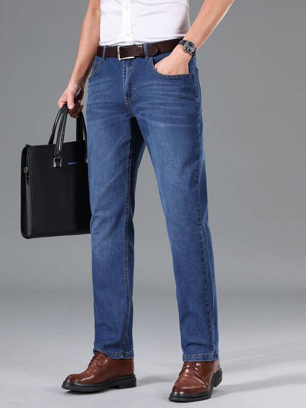 Manfinity Hypemode Men Slant Pocket Straight Leg Jeans Without Belt