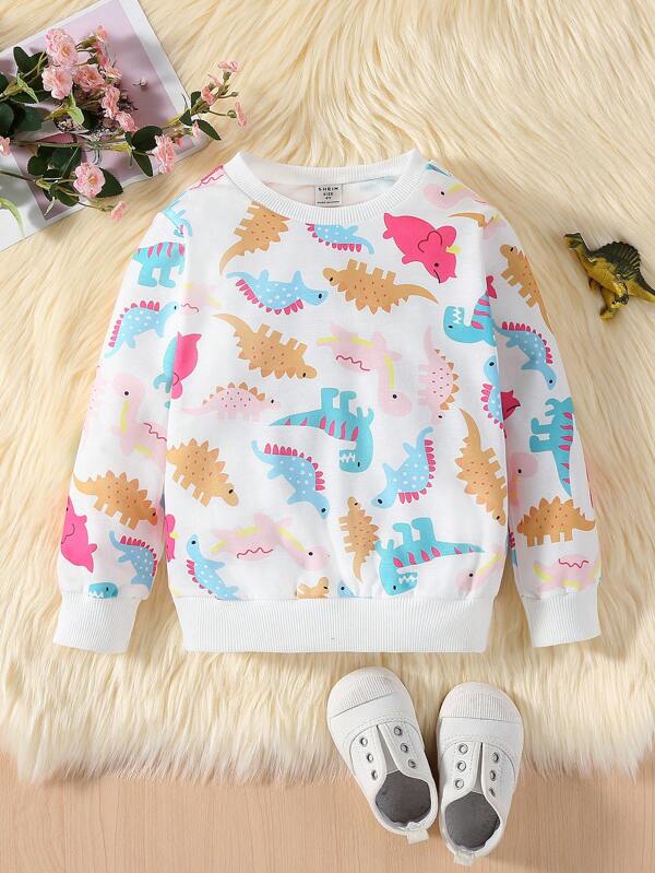 Young Girl Dinosaur Print Sweatshirt