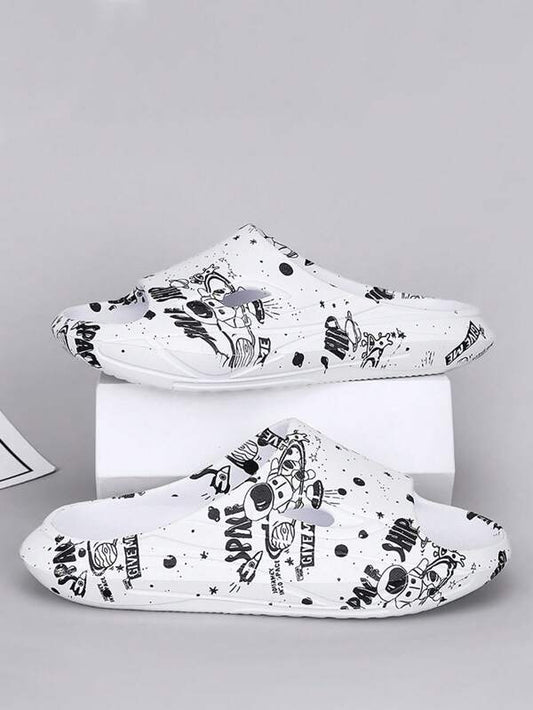 Cool Slippers For Men, Graffiti Graphic Single Band EVA Slides