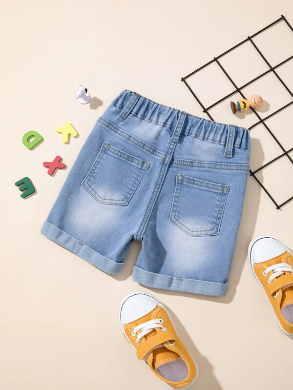 Toddler Boys Ripped Roll Hem Denim Shorts